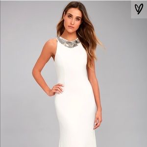 Lulus White Beaded Maxi Dress
